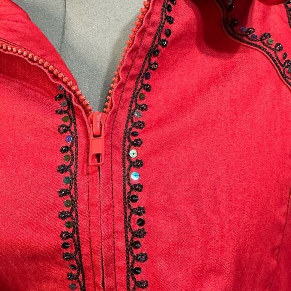 VICTOR COSTA OCCASION JACKET EMBELLISHED RODEO BOHO STYLE BLAZER W/ SPANDEX - Picture 8 of 13